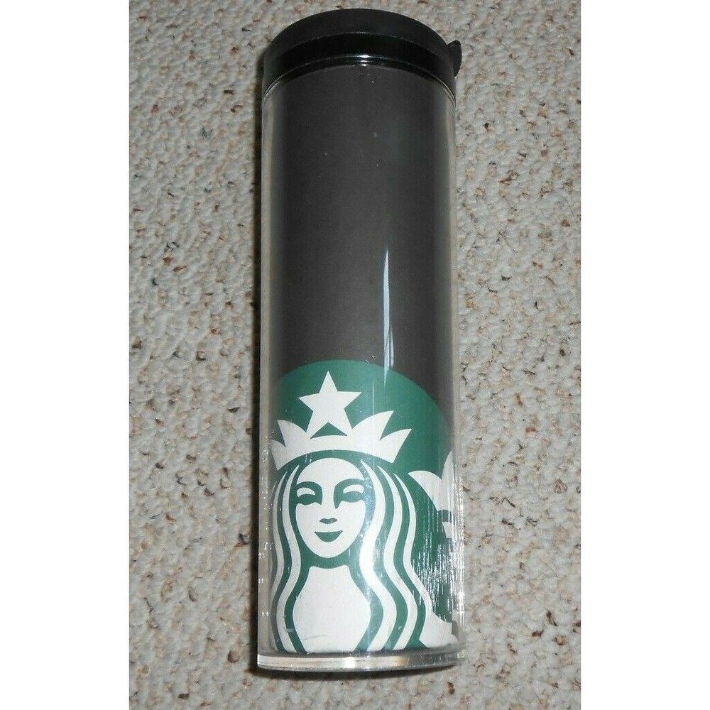 2011 Starbucks Plastic Travel Tumbler Coffee Mug Logo Black Green 20 oz GUC